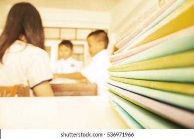 International Literacy Day Concept: School Books On Desk, 