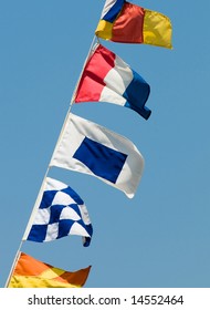 International Maritime Signal Flags On A Rigging Of Yacht