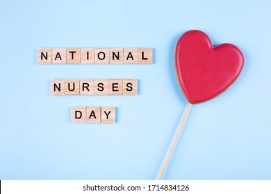 International Nurses Day, May 6. Healthcare Medicine Concept. Top View, Flat Lay. Heart Sweet Gift