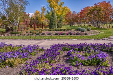 International Peace Garden Split Between North Dakota, United States And Manitoba, Canada