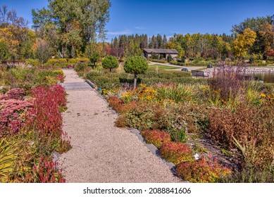 International Peace Garden Split Between North Dakota, United States And Manitoba, Canada