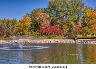 International Peace Garden Split Between North Dakota, United States And Manitoba, Canada