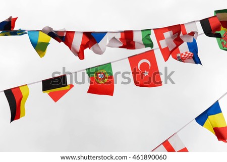 Similar – Image, Stock Photo Different flags are waving colourful against the background of the Salar de Uyuni salt desert in Bolivia.