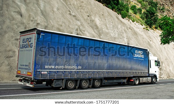 International transport of goods. Cargo truck\
belonging to the company \