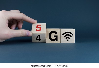 Internet 4G Or 5G Wi-Fi.. Expression Cubes Internet 4G Or 5G Wi-Fi. Concept Wireless 4G Or 5G High Speed Internet Access.