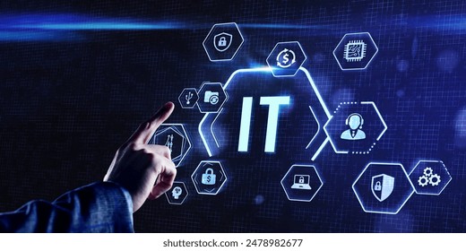 Internet, business, Technology and network concept. IT consultant presenting tag cloud about information technology. - Powered by Shutterstock - Get 15% off with code: PIKWIZARD15