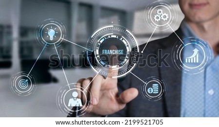 Internet, business, Technology and network concept. Franchise concept. Virtual button.
