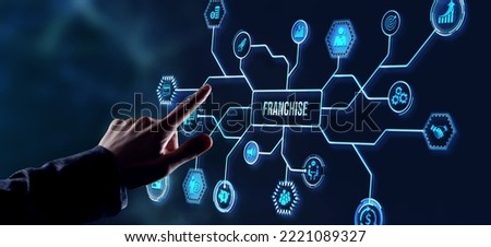 Internet, business, Technology and network concept. Franchise concept. Virtual button.