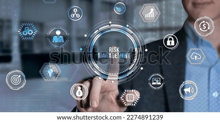 Internet, business, Technology and network concept. Risk Management and Assessment for Business Investment Concept. Virtual button.