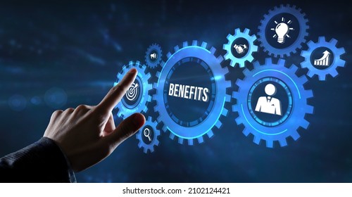 Internet, Business, Technology And Network Concept.Employee Benefits Help To Get The Best Human Resources. Business Concept. Virtual Button.