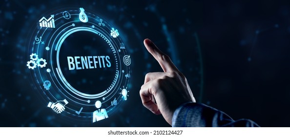 Internet, business, Technology and network concept.Employee benefits help to get the best human resources. Business concept. Virtual button.