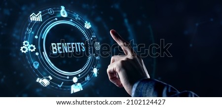 Internet, business, Technology and network concept.Employee benefits help to get the best human resources. Business concept. Virtual button.