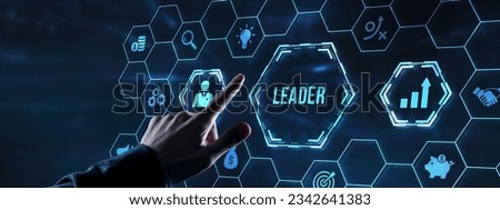 Internet, business, Technology and network concept.Successful team leader.  Business leadership concepts. A successful team leader is a manager market leader. Virtual button.