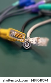 Internet cable and hdmi selective focus, blur around the edges, close-up vertical photo