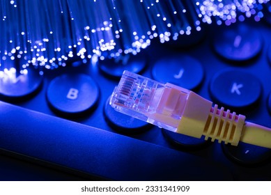 Internet cable, high speed connection, fiber optics concept - Shutterstock ID 2331341909