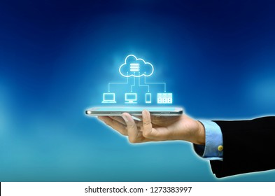 internet cloud server application and hosting on virtual network conceptual image