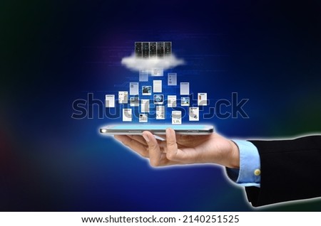 Internet cloud storage and data processing concept. Information technology Conceptual image.