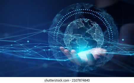 Internet communication, Wireless connection technology. Global communication network concept. 