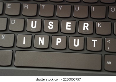 Internet concept. On the black keyboard, the inscription is highlighted in white - USER INPUT