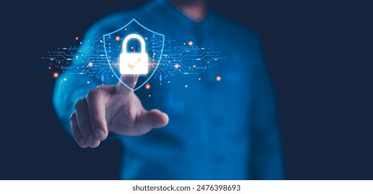 internet, Cyber, firewall security, Data protection, information safety and encryption, secured access to user personal data. - Powered by Shutterstock