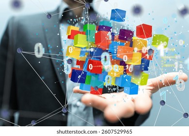 Internet infrastructure concept. Abstract technology background. 3D rendering.