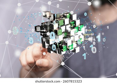 Internet infrastructure concept. Abstract technology background. 3D rendering.