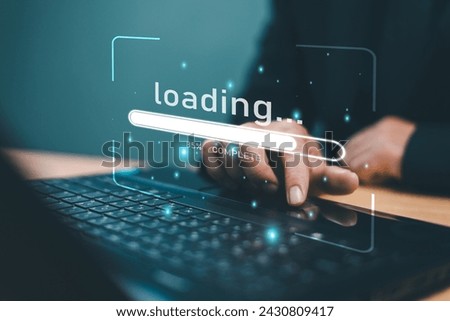 Internet loading speed performance on computer screen. High speed web connection. Fast internet connection technology concept. Programmer people work with laptop screen of Internet speed measurement