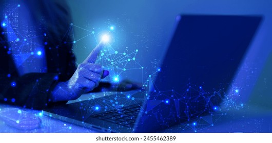 Internet network connection and big data concept.Global network connection. Internet communication, Wireless connection technology.