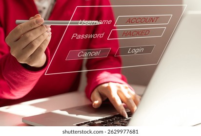 internet network security technology computer online system and spreading to global stolen personal data on computer with virtual screen interfaces. Cyber security concept