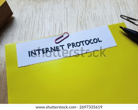 Internet protocol writting on table background.