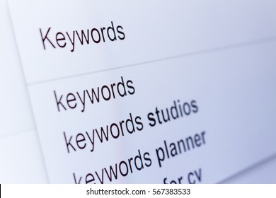 An internet search for information on Keywords