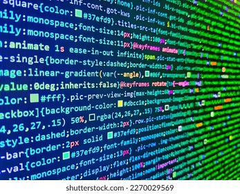 Internet securit. Abstract computer script about big data and blockchain database. Numerical continuous code in green color, program data in binary code. Shallow Depth of Field effect