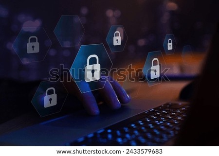 internet security concept or cybersecurity, digital padlock, online security and data protection