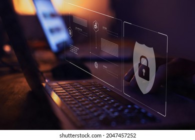 internet security concept, firewall and data protection