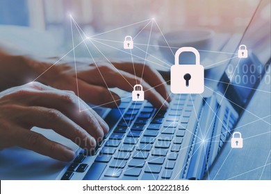 internet security and data protection concept, blockchain and cybersecurity