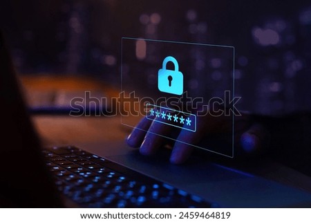 internet security, password online, data protection concept or cybersecurity