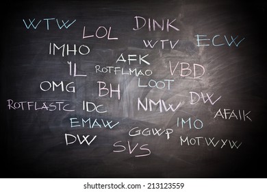 internet slang on classic slate blackboard
