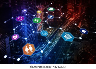 Internet Of Things Concept Abstract Image Visual, Smart City, Smart Grid, Sensor Network, Environmental Monitoring