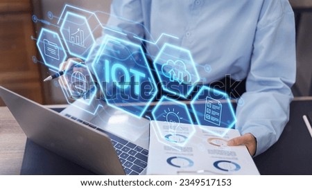 internet of things IoT Digital technology network communication system Connect business, software development concept