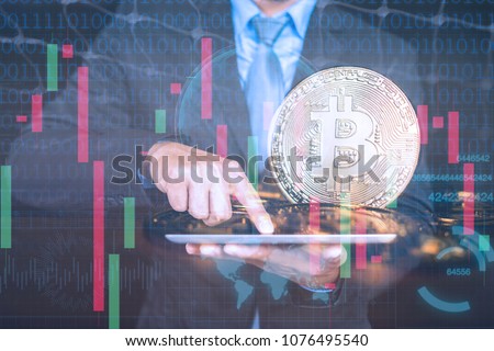 Internet of things (IoT) with man graphical user digital money ,cryptocurrency,Bitcoin Gold (BTG) interface transformation, Artificial Intelligence,offer IoT solution represented HUD,intelligent life