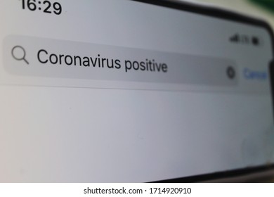 Internet Web Search Page For The Words Coronavirus Positive. Space For Text. White Background.