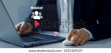 Internet webinar learning and web conference.E-learning education and online webinar. Internet e-learning webinar and online lesson. Webinar business live at home.