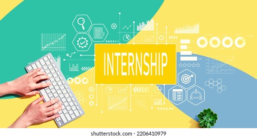 Internship Theme With Person Using A Computer Keyboard