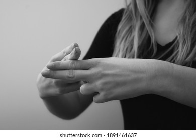 Interpreter Signing To Communicate With Deaf Individual