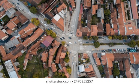 Intersection in the city from above