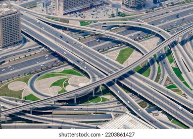 Intersection of highways in the center of Dubai, United Arab Emirates (UAE) 
