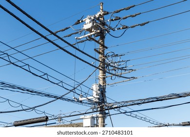 Intersection of utility pole and power lines
