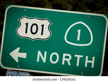 Interstate 101 And PCH Highway Sign From California