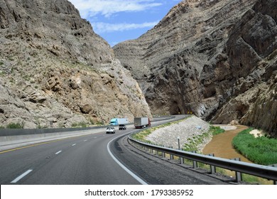 Interstate 15 Alongside The Virgin River.