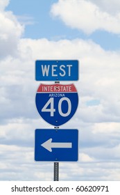 Interstate 40 West Road Sign